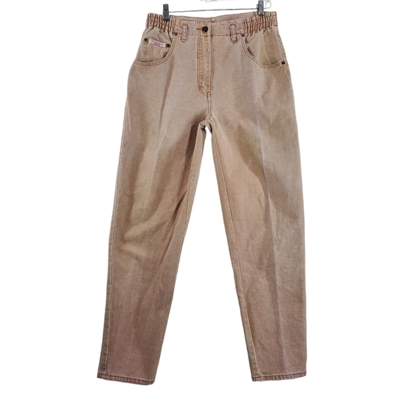 Vtg Dollywood Jeans Womens 40 US Large Brown Khaki Highwaist Tapered (30x30) - Picture 1 of 14